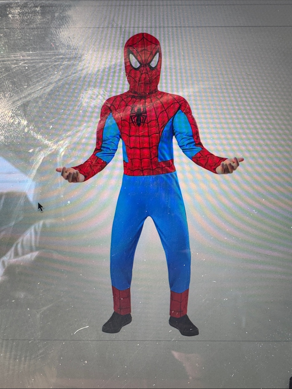 Marvel Spider-Man Muscle Kids Costume with Full Over Head Mask. Sz Medium Kids.